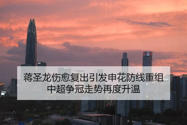 蒋圣龙伤愈复出引发申花防线重组 中超争冠走势再度升温